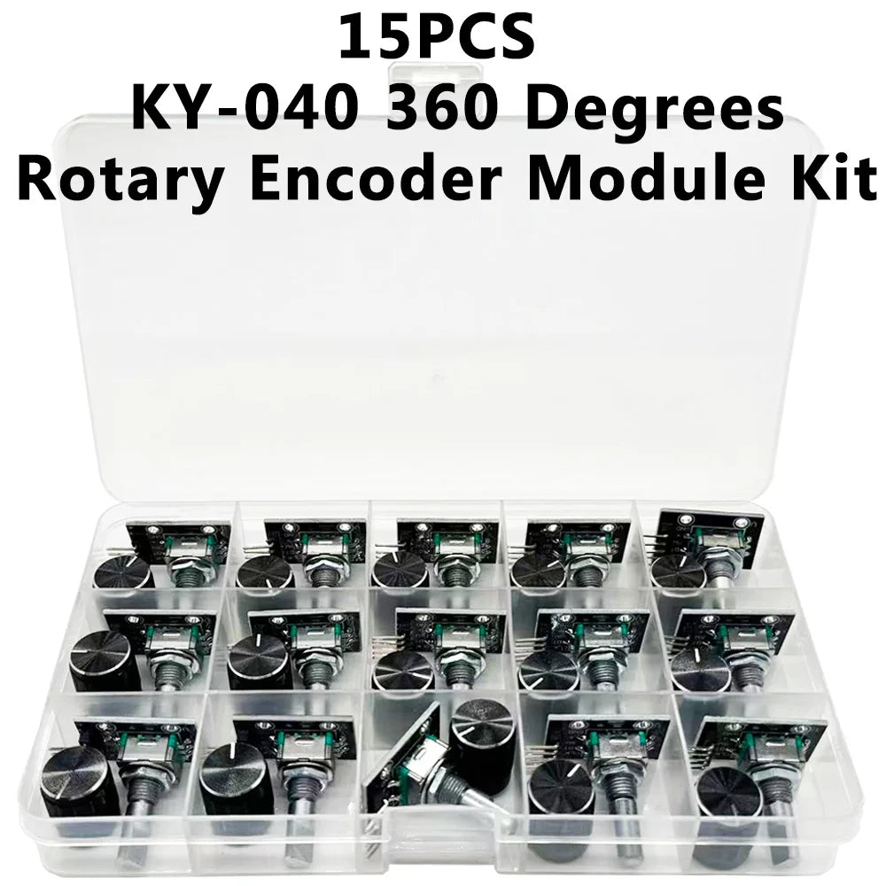 15PCS KY-040 Rotary Encoder Module Kit with Knob Caps – Arduino