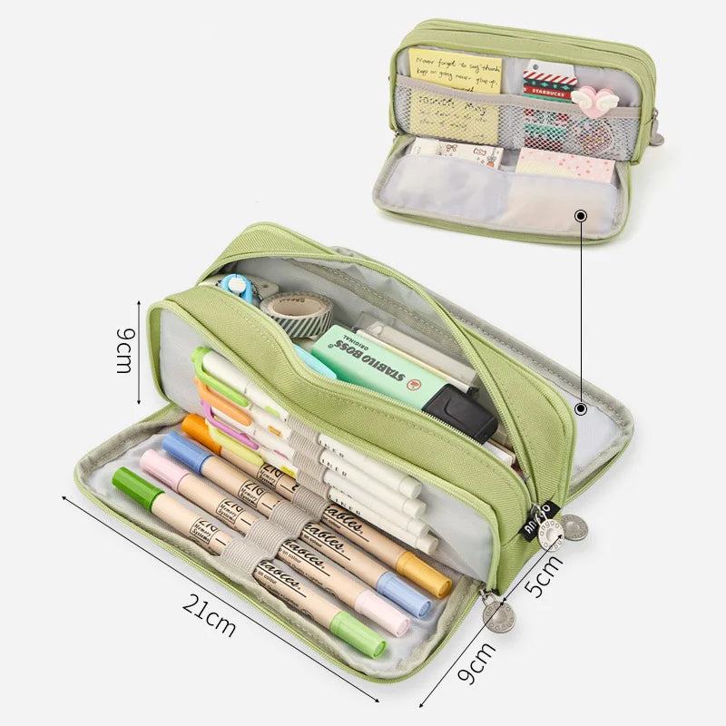 Large Pencil Case Big Capacity Storage Bag Double-side Open Student