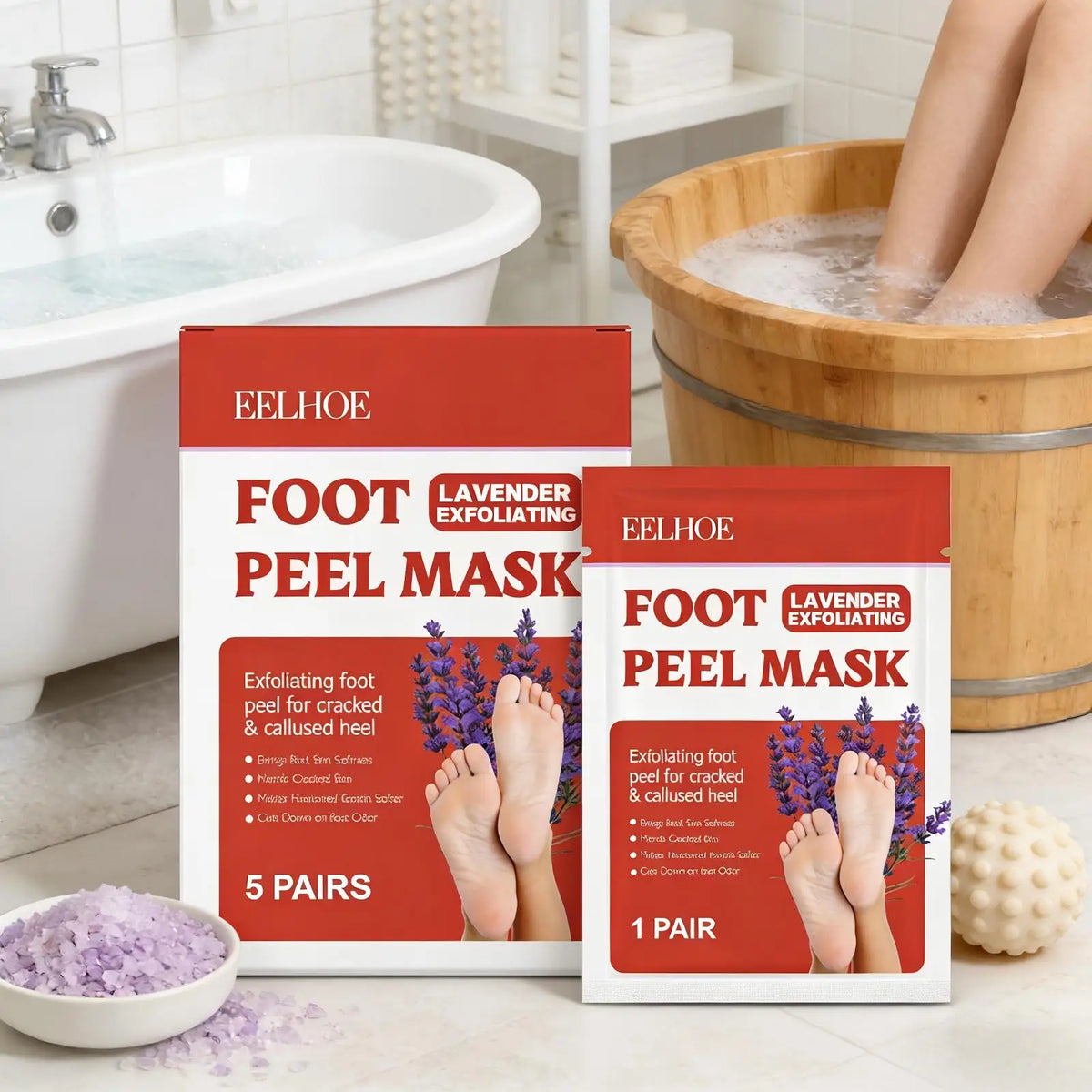 Eelhoe Lavender Foot Peel Mask – Exfoliating Foot Mask 5 Pairs
