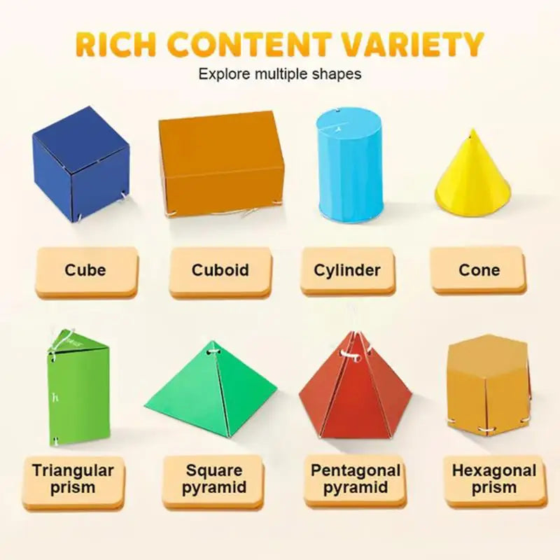 3D Geometry Quiet Book – Montessori Math Learning Kit for Kids