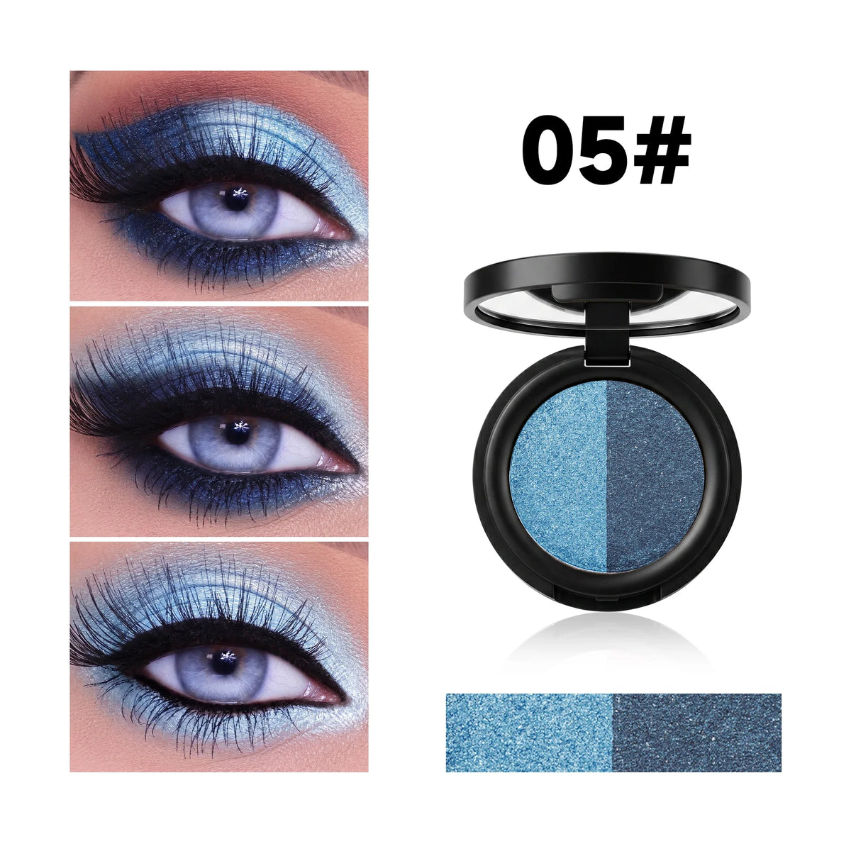 Shimmer Duo Eyeshadow Palette – Pearlescent Glitter 2-Shade Compact