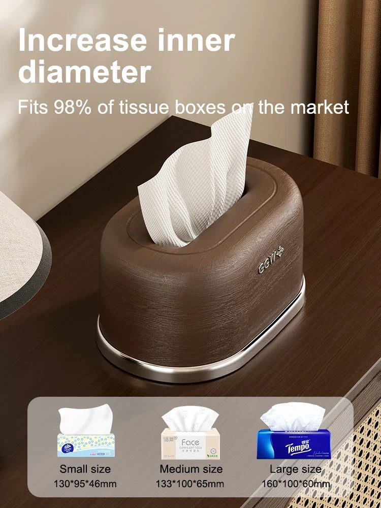 Wood-grain Design Plastic Tissue Box Desktop Holder Perfect As Home