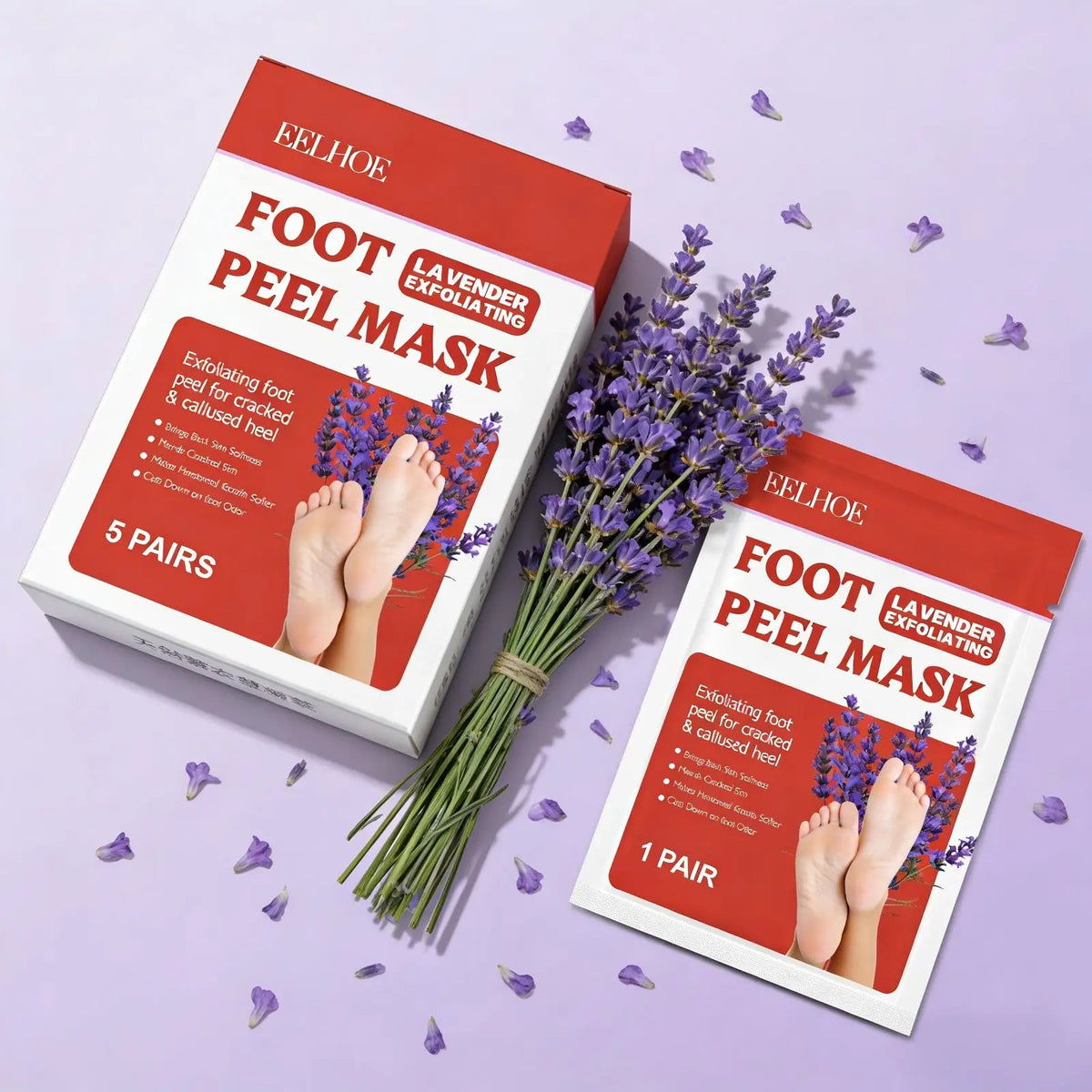 Eelhoe Lavender Foot Peel Mask – Exfoliating Foot Mask 5 Pairs