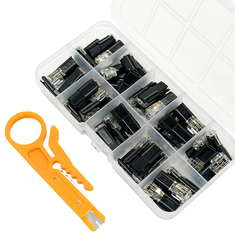 50pcs LED 2-Pin Solderless Cable Buckle Connector with Box