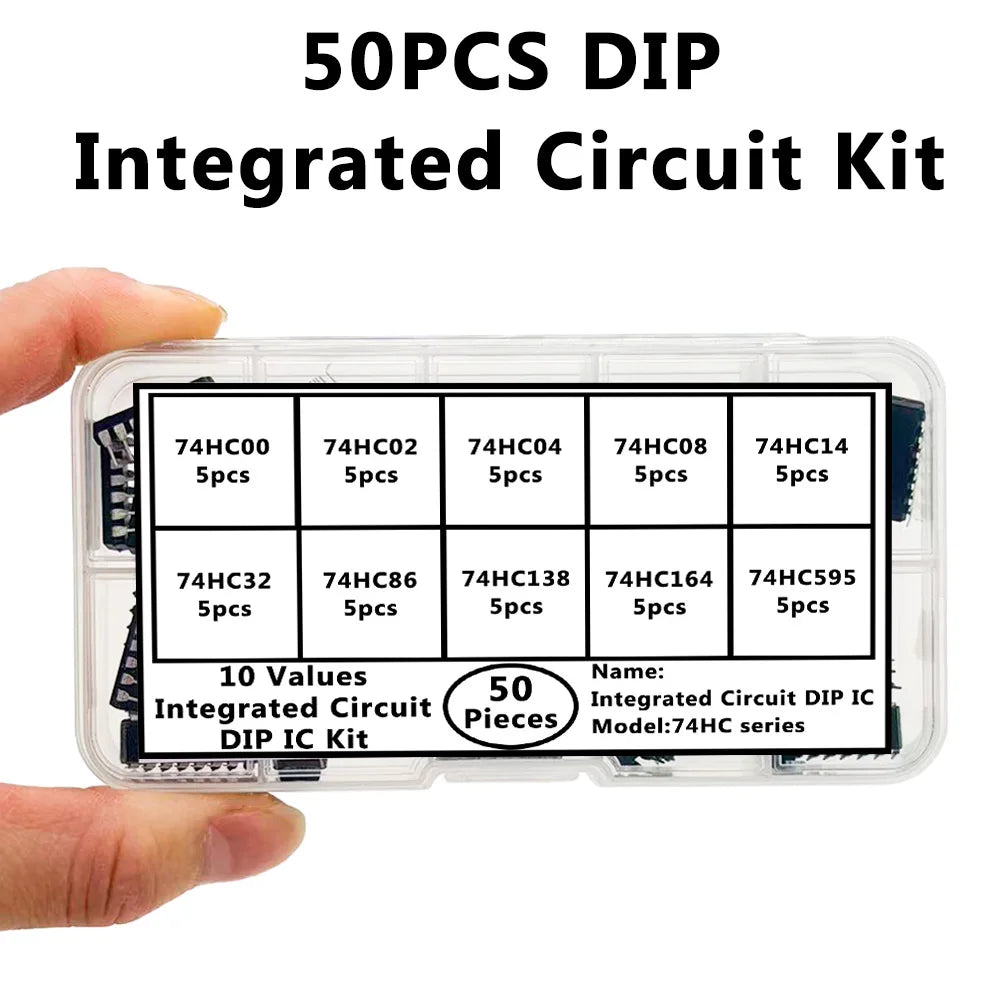 50PCS 74HC DIP IC Kit – 10 Logic Gate ICs for Electronics