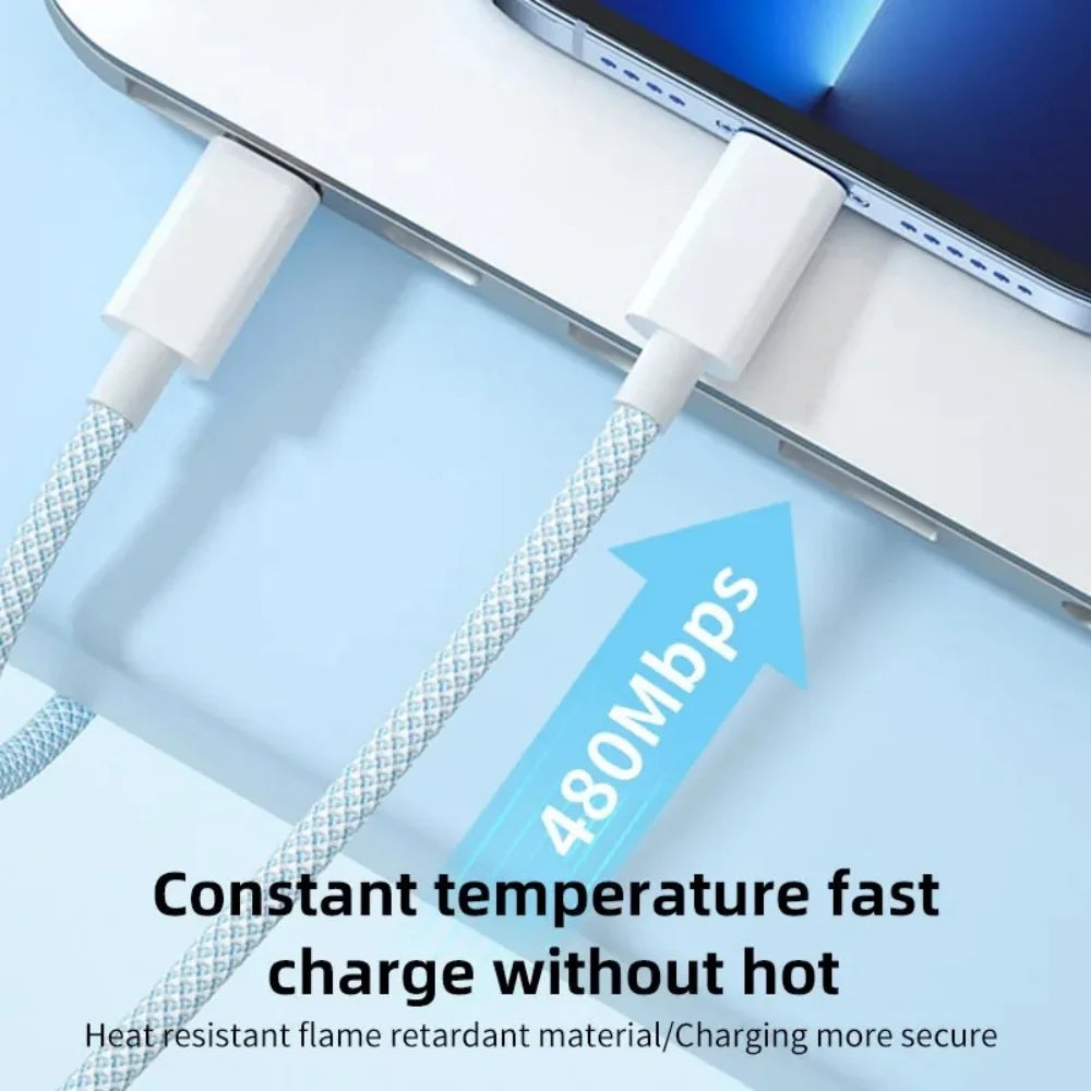 PD 60W USB-C to USB-C Fast Charging Cable | 1–3 Pack