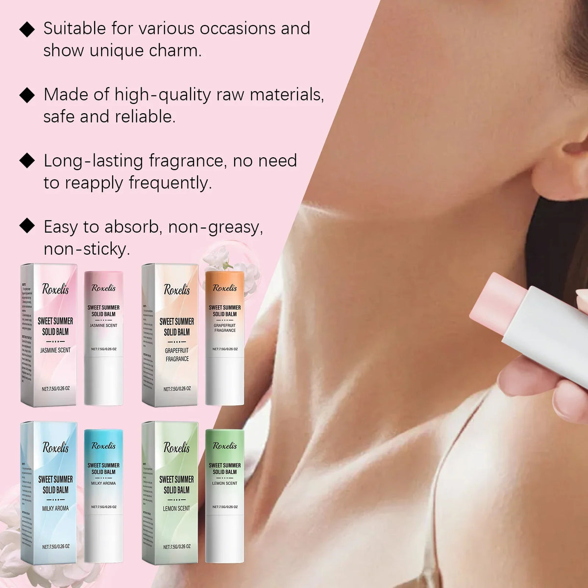 Floral & Fruity Solid Perfume Balm – Alcohol-Free, 7.5g
