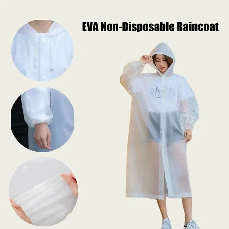 Reusable Waterproof Adult Raincoat – One-Piece EVA Poncho