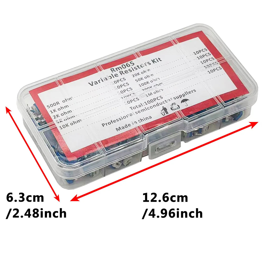 100Pcs RM065 Variable Resistor Kit – 10 Values 500R–1M