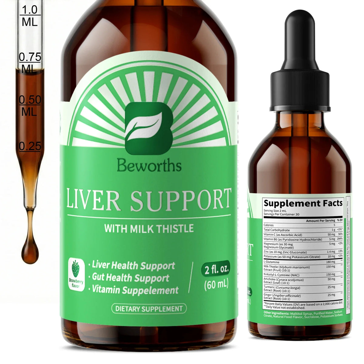 BEWORTHS Liver Health Drops – Milk Thistle, NAC & L-Glutamine