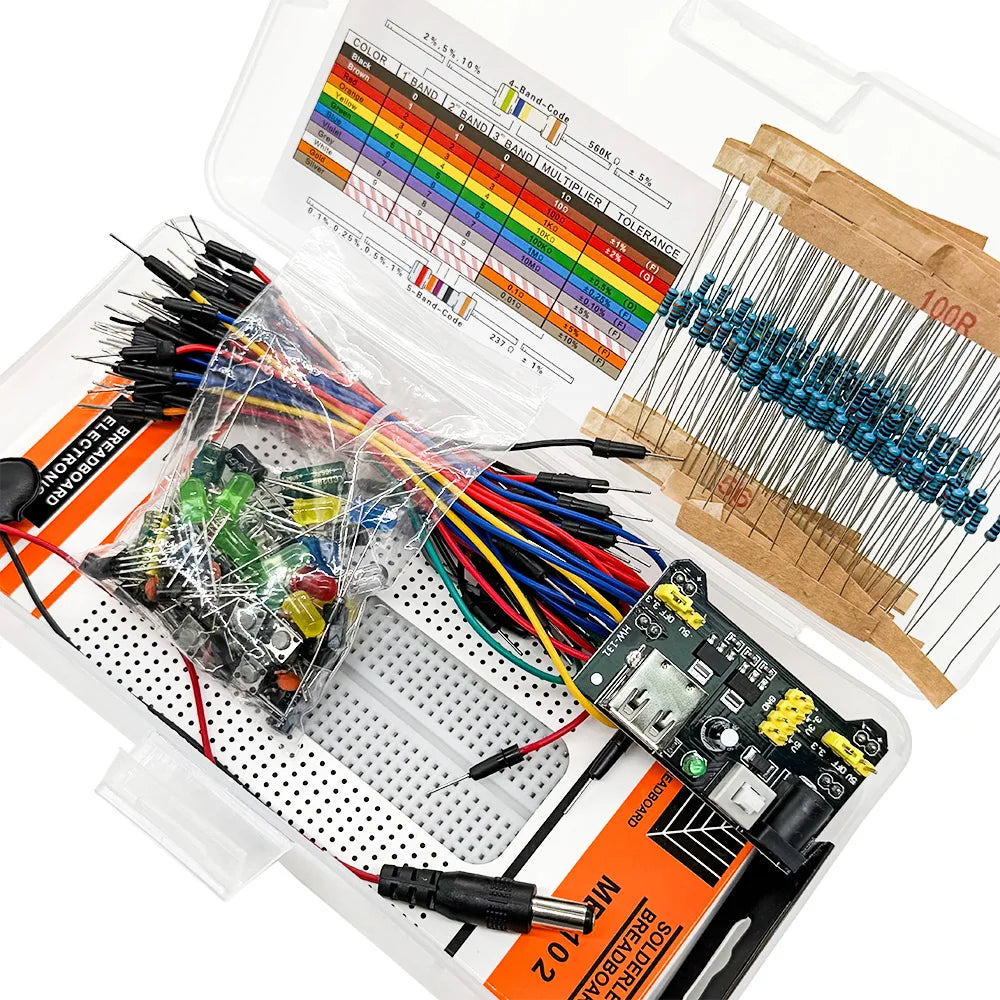 830-Hole Breadboard Kit – Arduino UNO R3, LED & Resistors