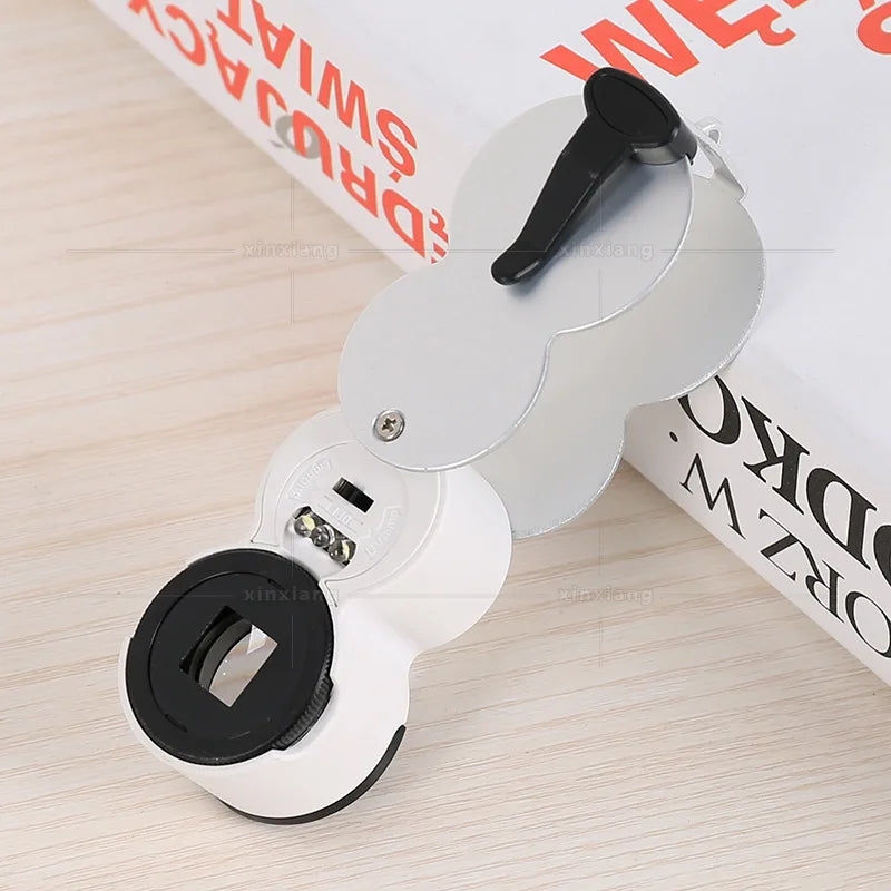 45X Folding Loupe Magnifier with LED, UV Light & Scale