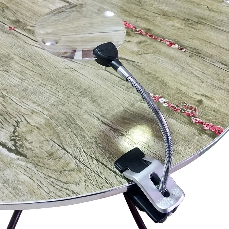 2.5X & 10X Clip-On Desktop LED Magnifier with Dual Lens