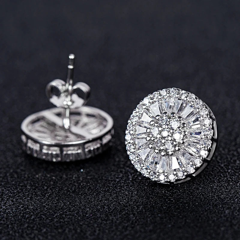 Huitan Round CZ Stud Earrings – Cubic Zirconia Women's Jewelry
