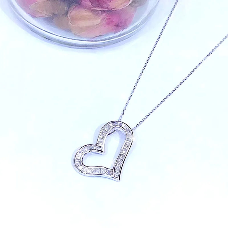Huitan Heart Pendant Necklace – Shiny CZ Women's Jewelry
