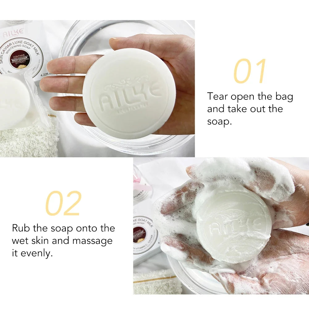 AILKE Goat Milk & Caviar Brightening Bar Soap – Face & Body