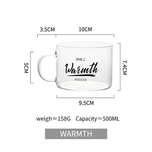KEMORELA 500ml Creative Letter Glass Mug with Handle