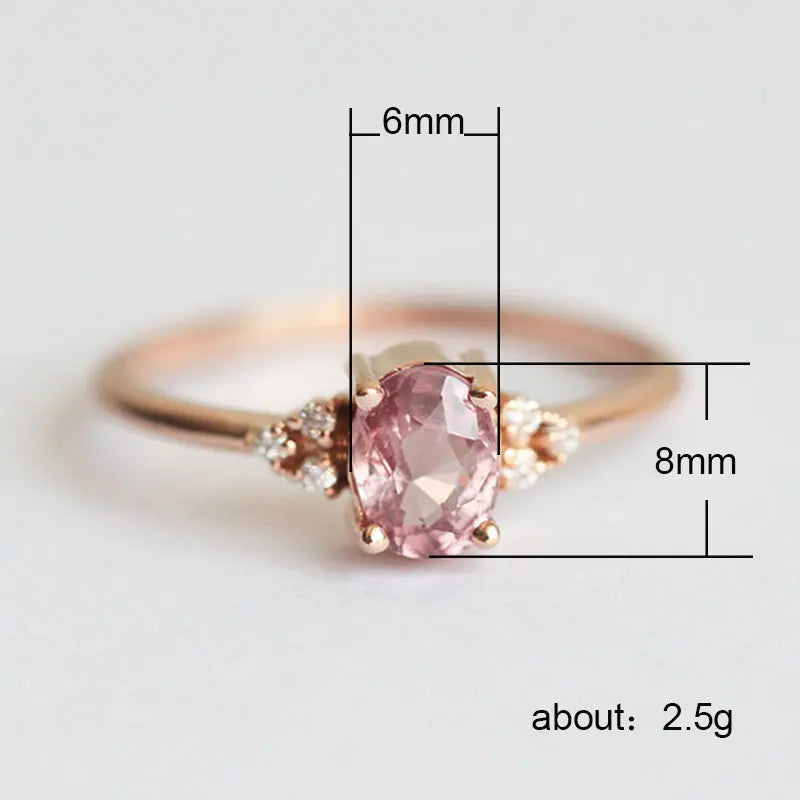 Huitan Pink Cubic Zirconia Princess Ring – Rose Gold Tone