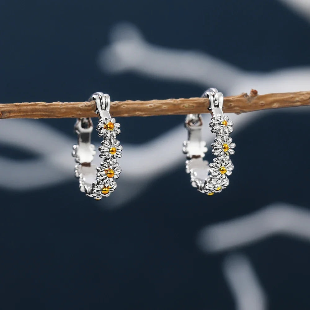 Huitan Daisy Hoop Earrings – Bridal & Everyday Jewelry