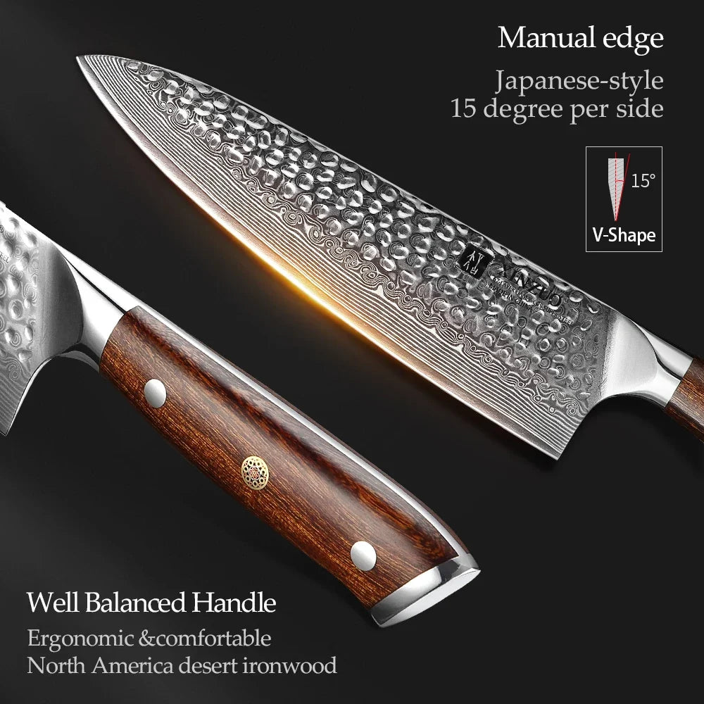 XINZUO 8.2" Damascus Steel Gyuto Chef Knife – Desert Ironwood
