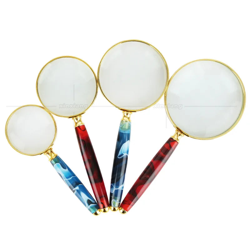 10x LED Handheld Magnifying Glass – Jade Handle & Gold Frame