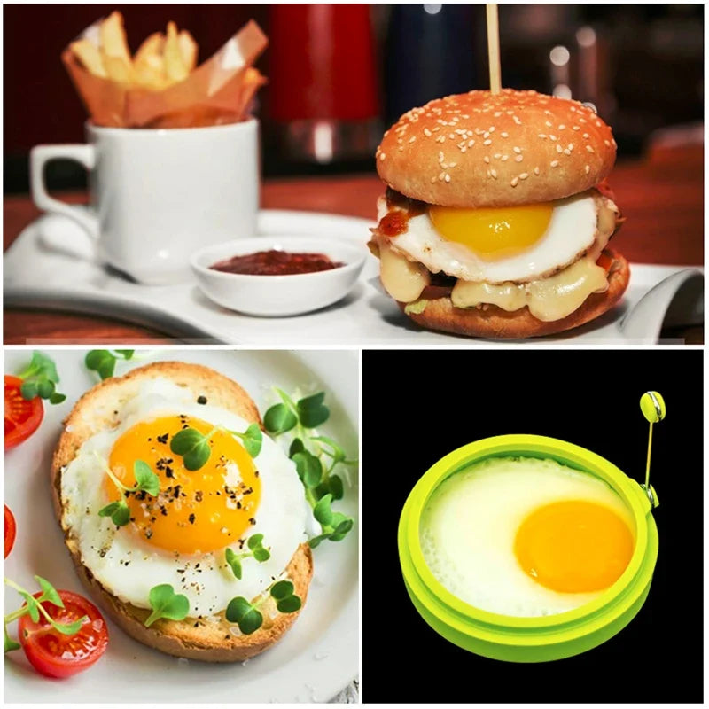4-Pack Silicone Egg & Pancake Ring Molds – Nonstick Round