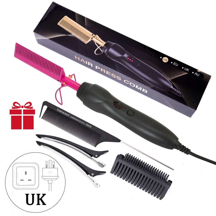 AliLeader 3-in-1 Ceramic Hot Comb Hair Straightener & Curler