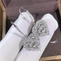 Huitan Heart CZ Drop Earrings | Women's Wedding Jewelry