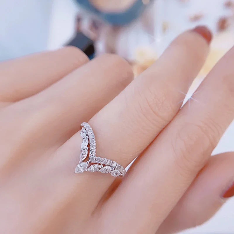 Huitan Women's Silver-Tone Cubic Zirconia Ring | Wedding Band
