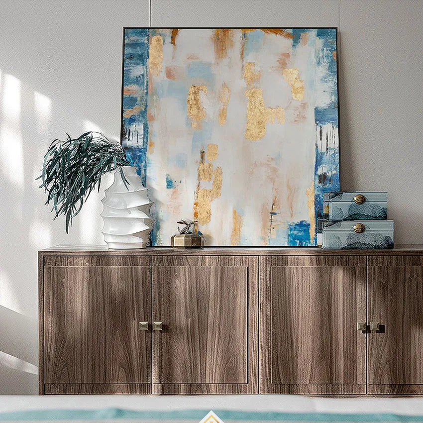 Abstract Gold Foil Hand-Painted Canvas Oil Painting | Wall Art
