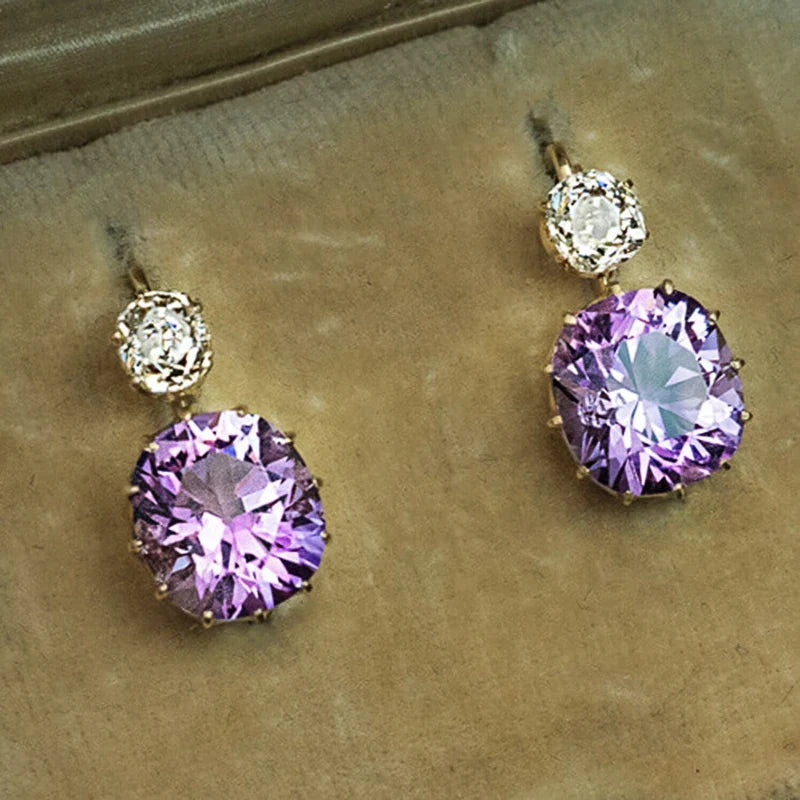 Huitan Purple Drop Earrings – Cubic Zirconia Women's Jewelry