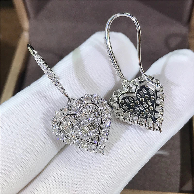 Huitan Heart CZ Drop Earrings | Women's Wedding Jewelry