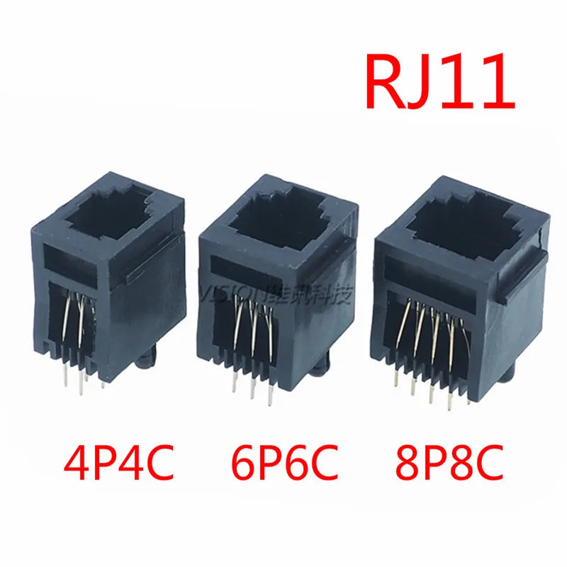 10pcs RJ11 Female Socket Connectors 4P4C 6P6C 8P8C PCB Mount