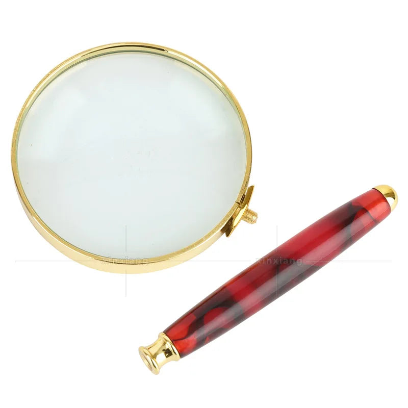 10x LED Handheld Magnifying Glass – Jade Handle & Gold Frame
