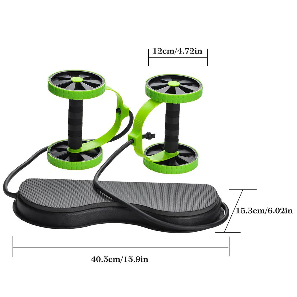 Double Wheel Ab Roller with Resistance Bands & Knee Pad