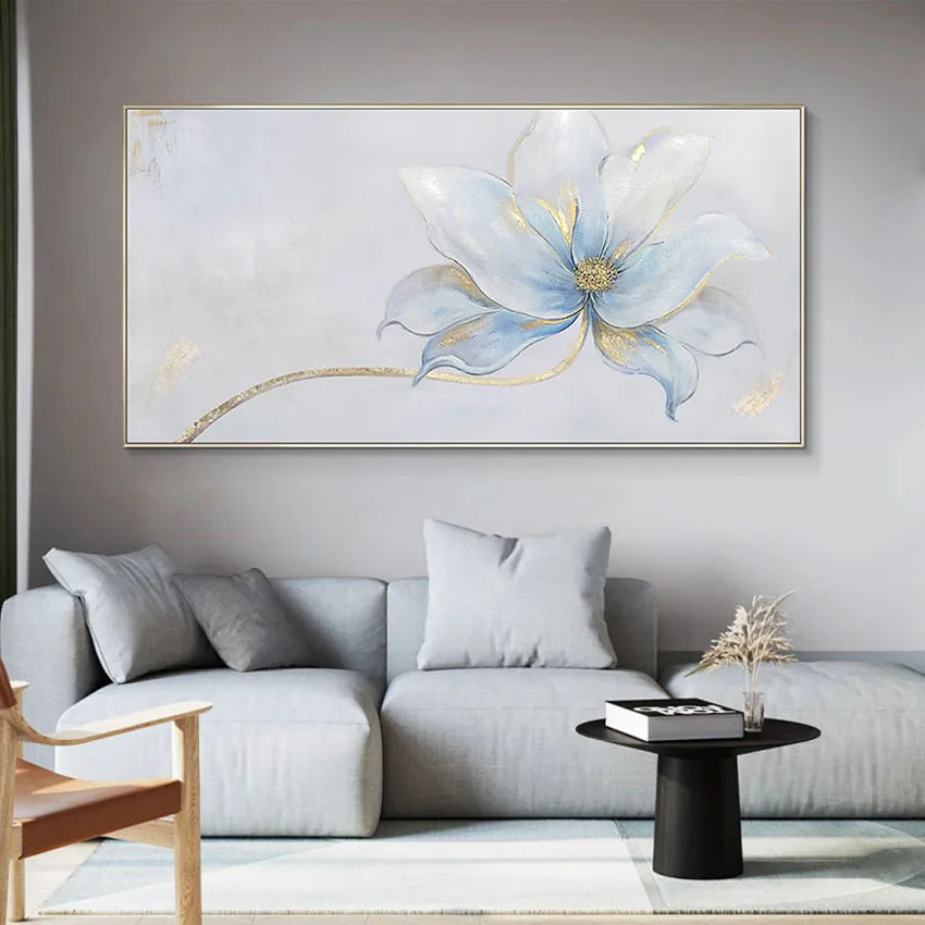 Handmade Floral Canvas Oil Painting – Abstract Wall Art Decor