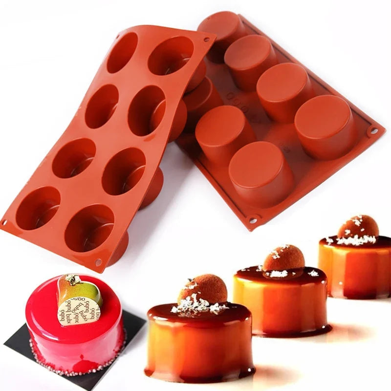 8-Hole Non-Stick Silicone Cake Mold – Muffin, Mousse & Choc