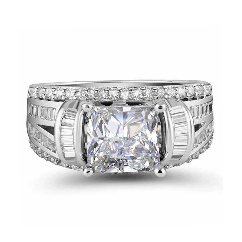 Huitan Princess Cut CZ Ring – Women's Iced Out Wedding Band