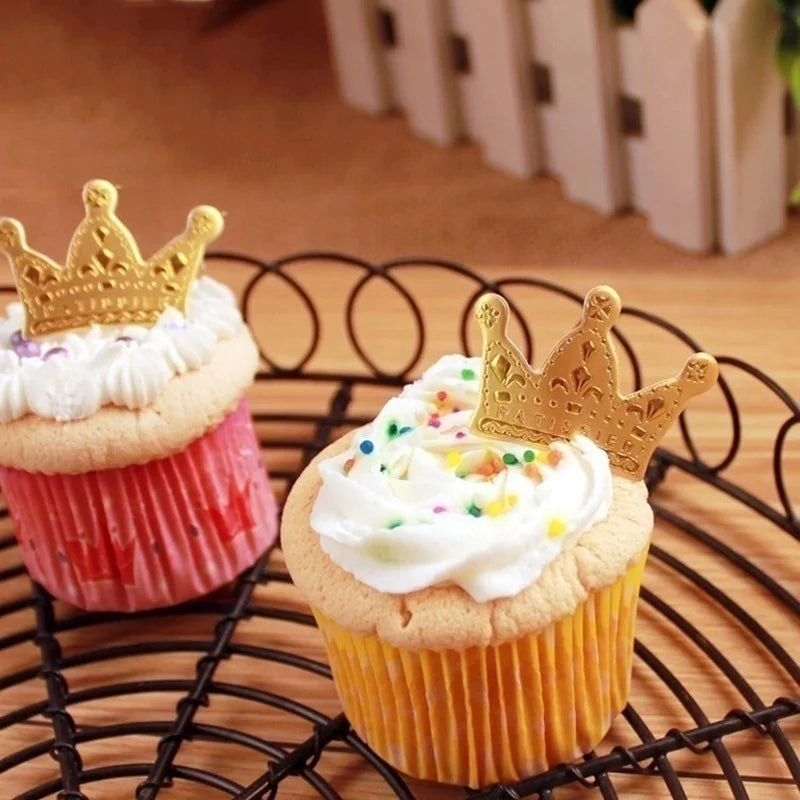 Lot Gold Princess Crown Cake Topper Favors Party Cupcake Picks