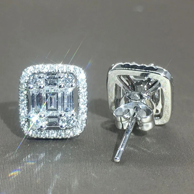 Huitan Geometric Cubic Zirconia Stud Earrings – Women's Fashion
