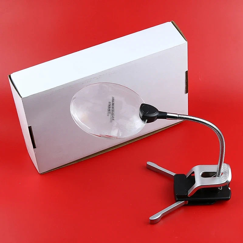 2.5X & 10X Clip-On Desktop LED Magnifier with Dual Lens