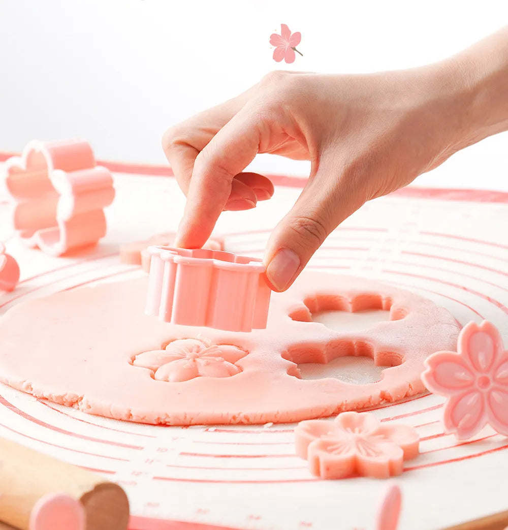 5-Pc Sakura Cherry Blossom Cookie Cutter & Fondant Mold Set