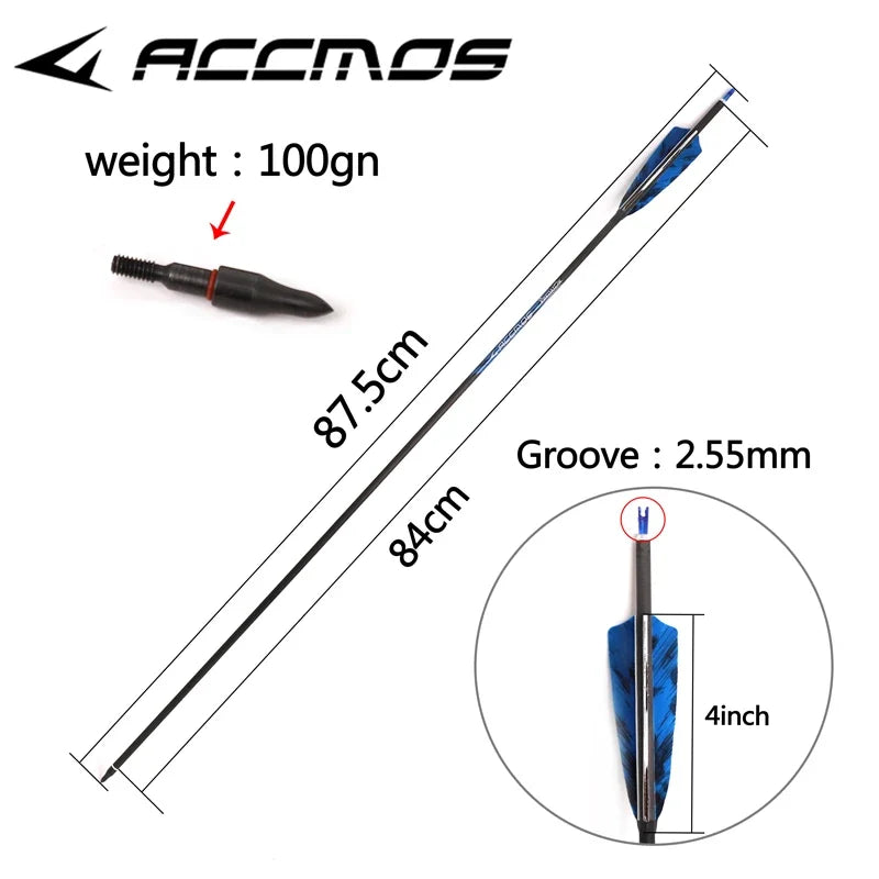 6- ID6 Pure Carbon Arrows Spine 250 300 350 400 500 600 700 800 Shaft
