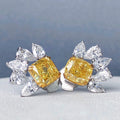 Huitan CZ Stud Earrings for Women – Yellow & White Zirconia