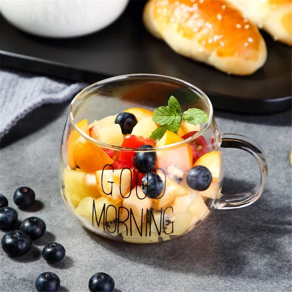 KEMORELA Letter Glass Mug – Coffee, Tea & Milk Drinkware Gift