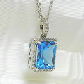 Huitan Sky Blue Cubic Zirconia O-Chain Pendant Necklace