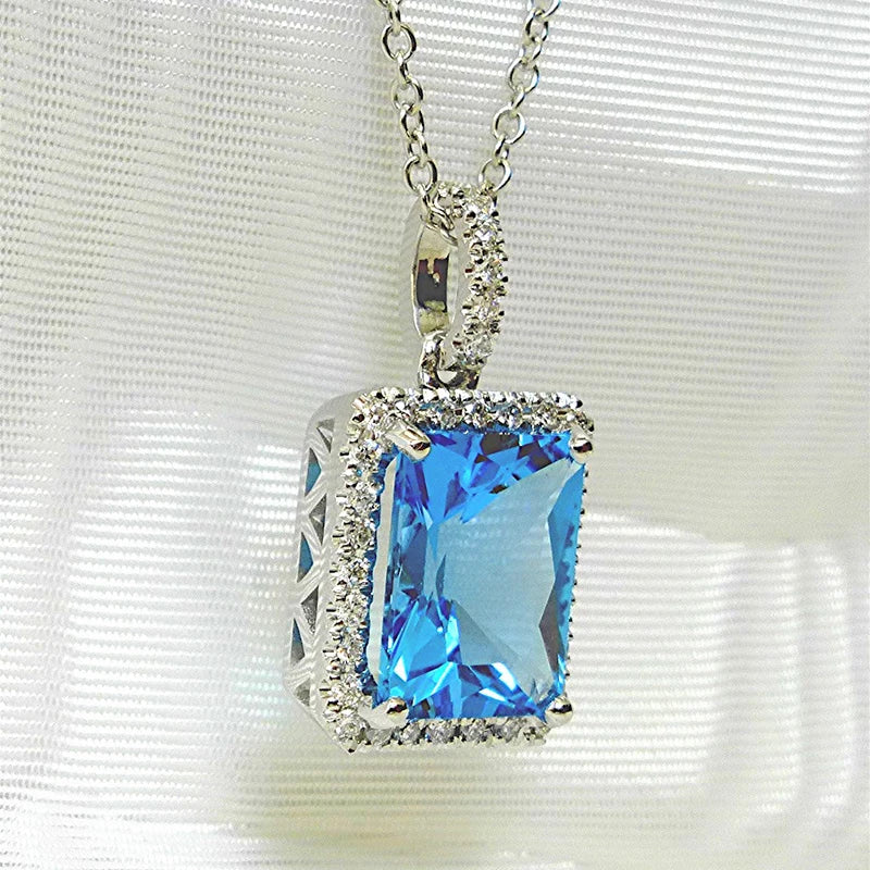 Huitan Sky Blue Cubic Zirconia O-Chain Pendant Necklace