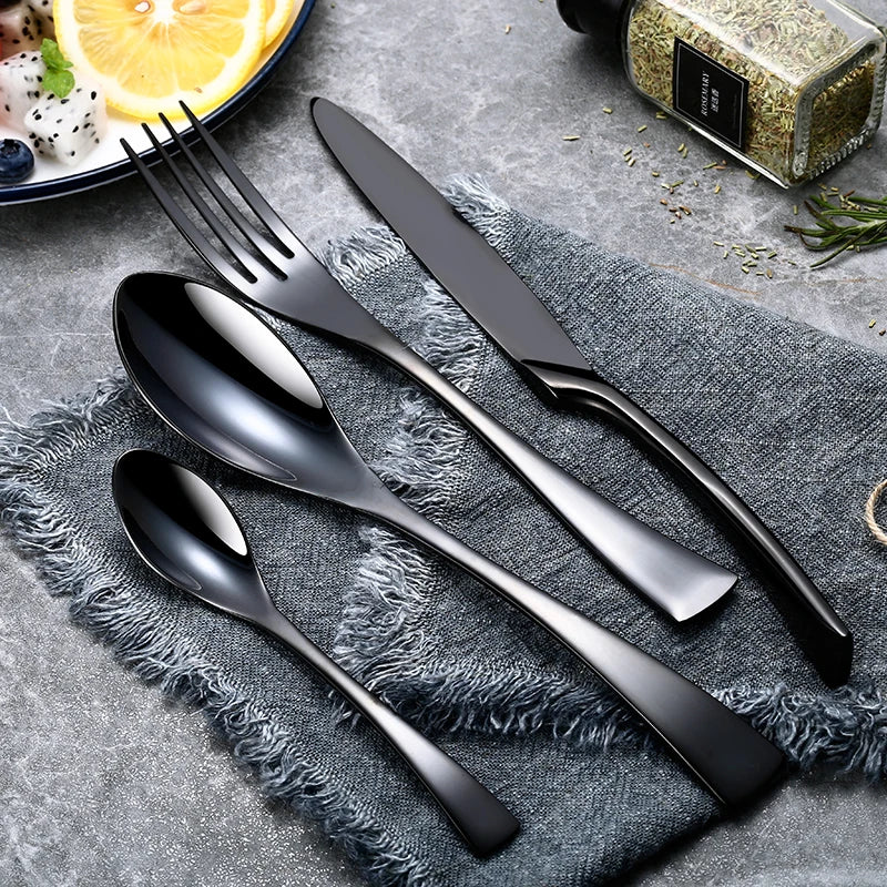Black Gold Stainless Steel Cutlery Set – 20 & 24 Piece Flatware
