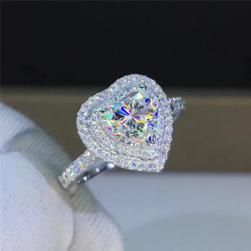 Huitan Heart CZ Ring – Women's Elegant Wedding Band | Sizes 5–14