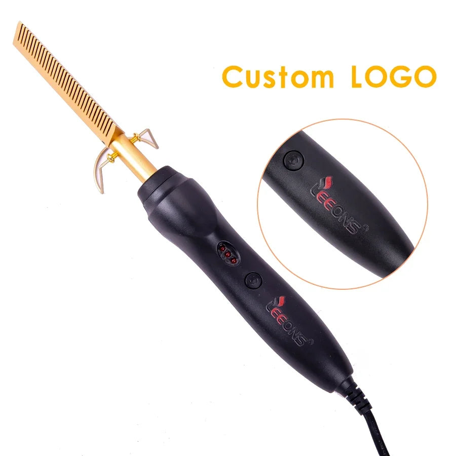 AliLeader 3-in-1 Ceramic Hot Comb Hair Straightener & Curler